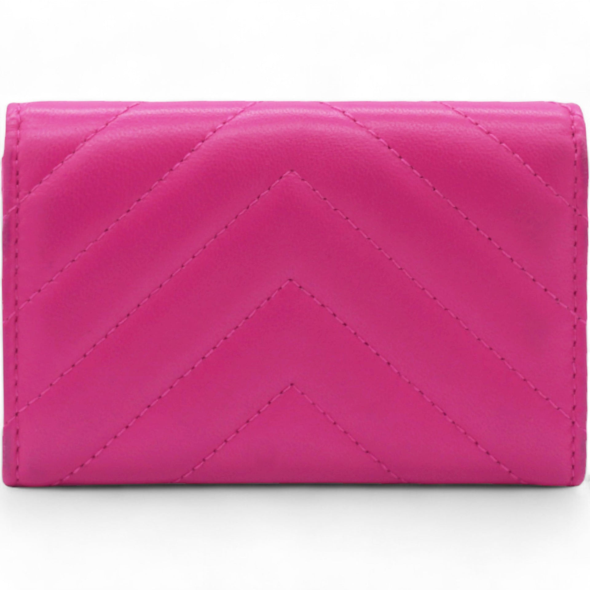 Caviar Quilted Flap Card Holder Wallet Pink