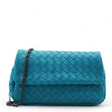 Nappa Intrecciato Small Chain Crossbody Teal