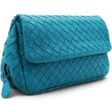 Nappa Intrecciato Small Chain Crossbody Teal