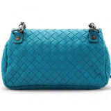 Nappa Intrecciato Small Chain Crossbody Teal