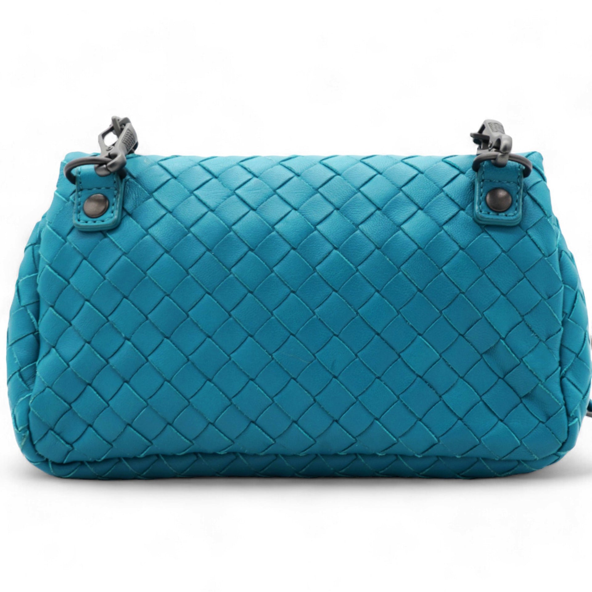 Nappa Intrecciato Small Chain Crossbody Teal