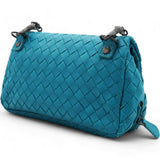 Nappa Intrecciato Small Chain Crossbody Teal