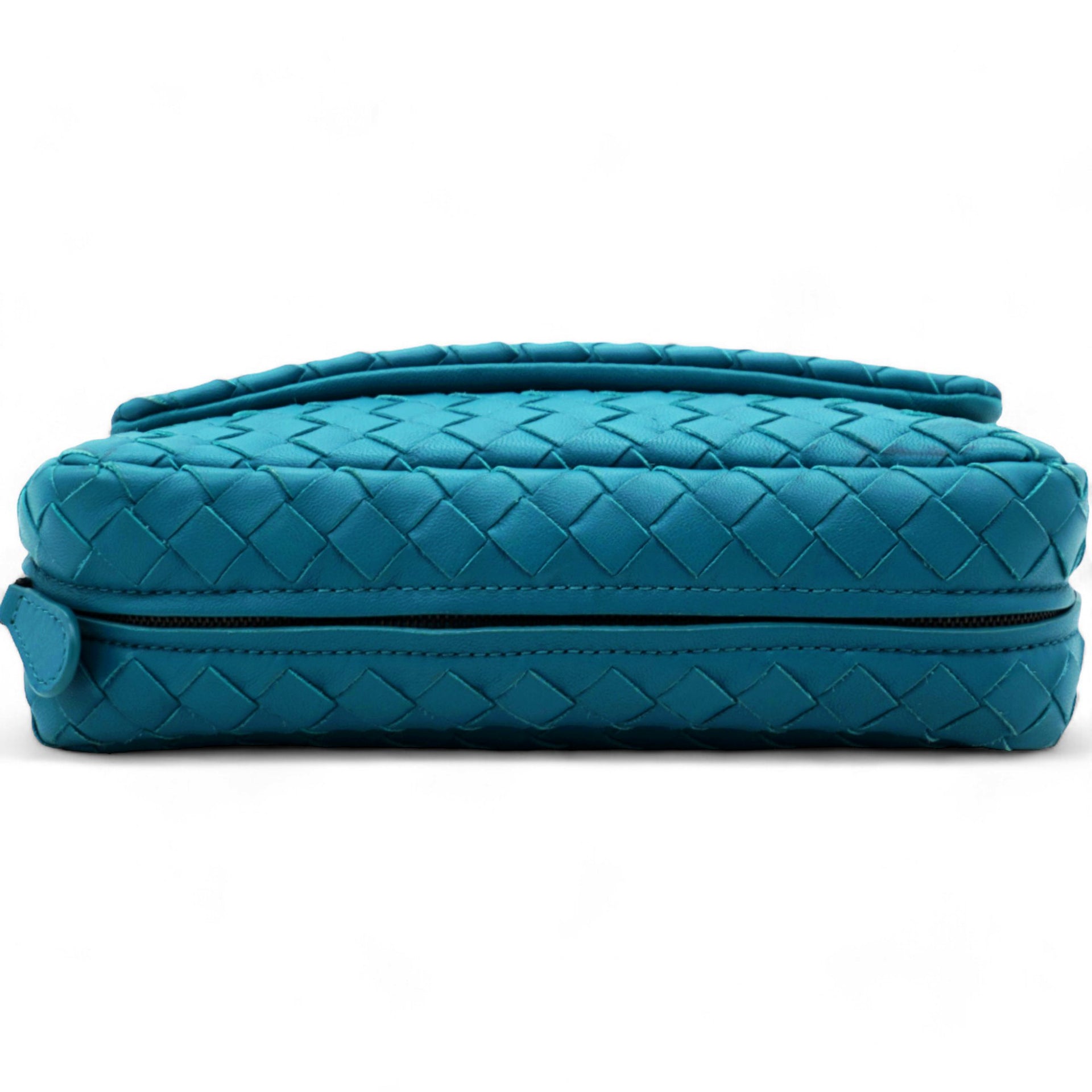 Nappa Intrecciato Small Chain Crossbody Teal