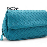 Nappa Intrecciato Small Chain Crossbody Teal