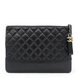 Aged Calfskin Quilted Medium Gabrielle Cosmetic Case Black