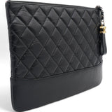 Aged Calfskin Quilted Medium Gabrielle Cosmetic Case Black