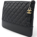 Aged Calfskin Quilted Medium Gabrielle Cosmetic Case Black