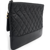 Aged Calfskin Quilted Medium Gabrielle Cosmetic Case Black