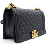 Caviar Quilted Medium Boy Flap Navy