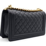 Caviar Quilted Medium Boy Flap Navy