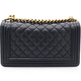 Caviar Quilted Medium Boy Flap Navy