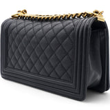 Caviar Quilted Medium Boy Flap Navy