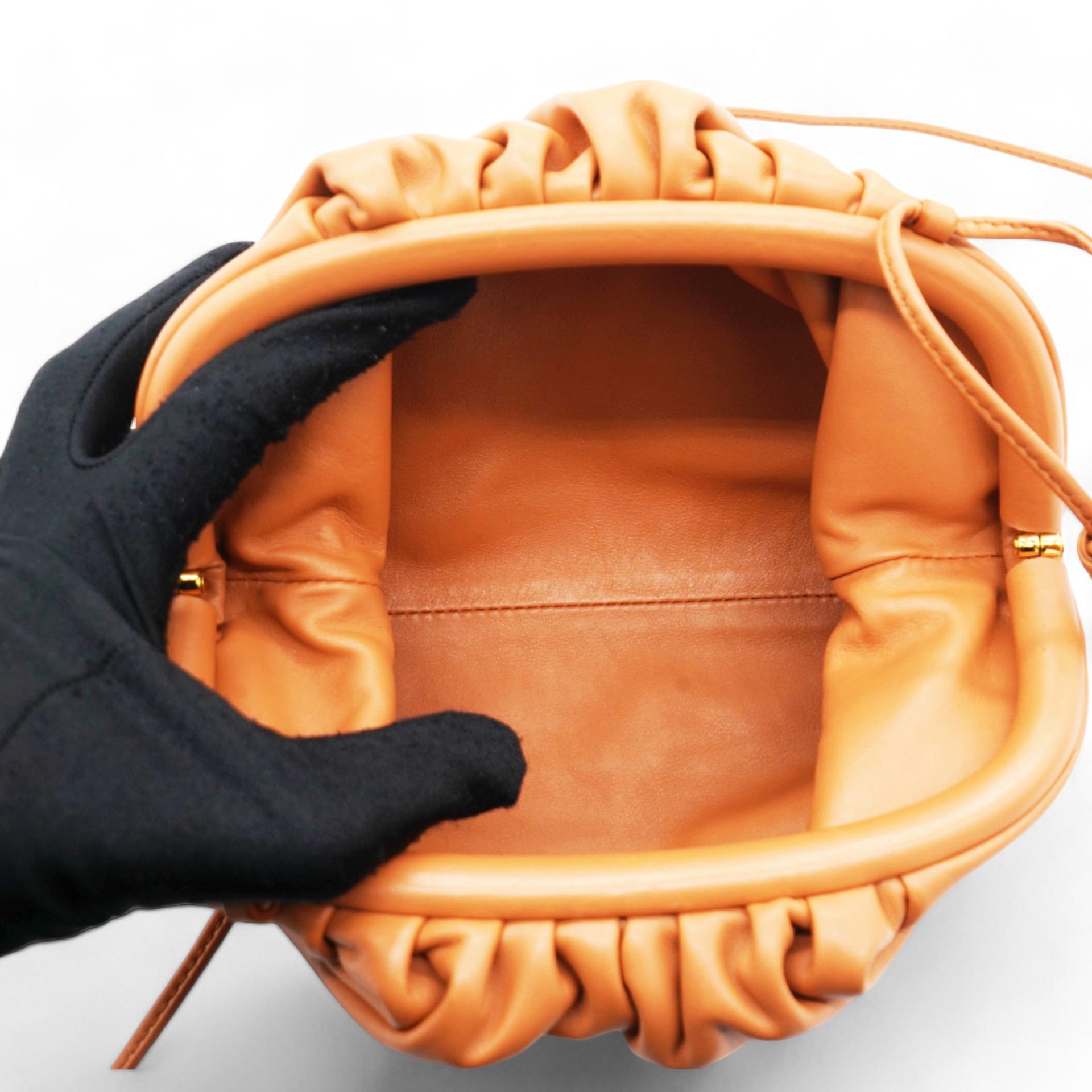 The Mini Pouch Smooth Leather Clutch In Clay-gold Clay Lambskin