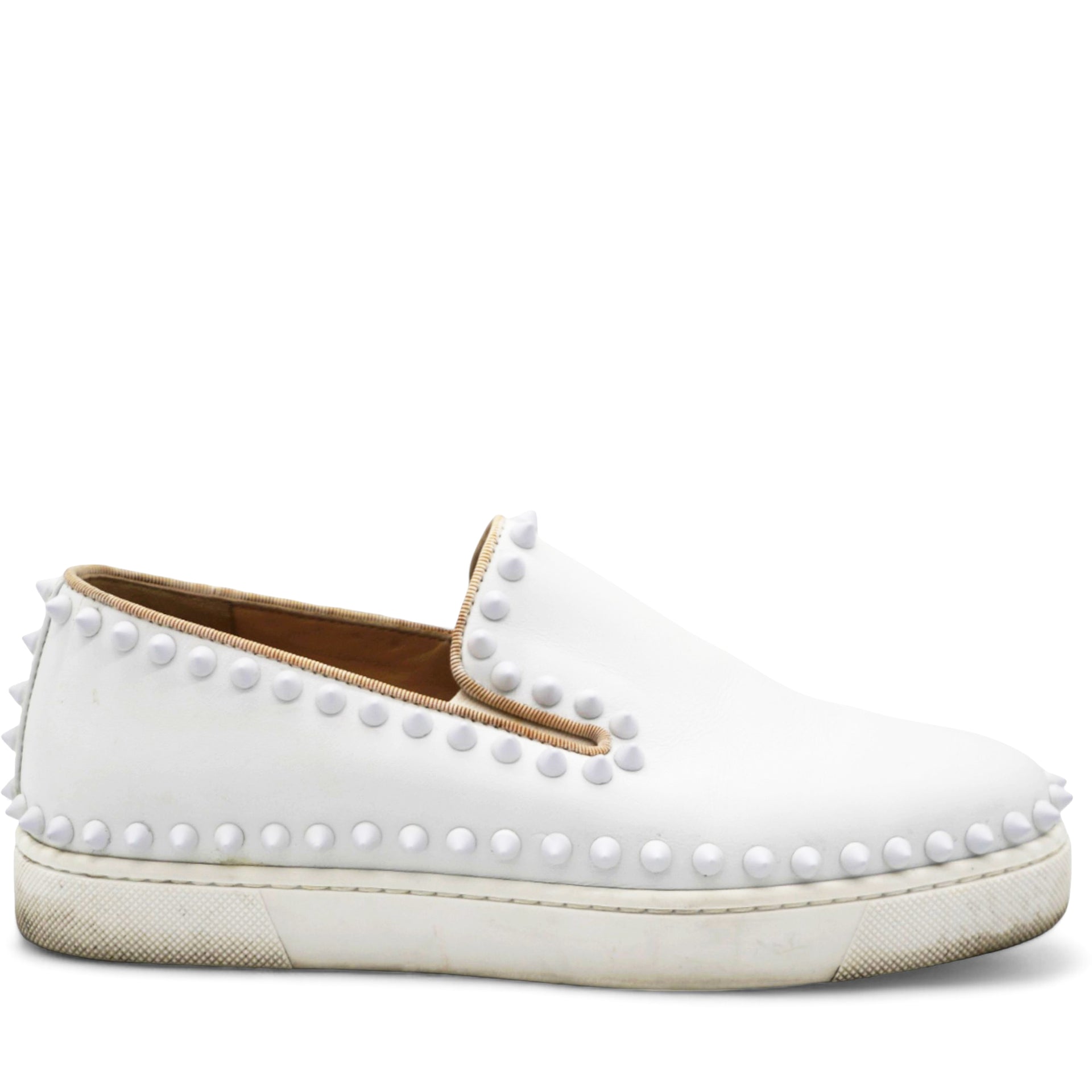 Calfskin Studded Womens Slip On Sneakers Size 36.5