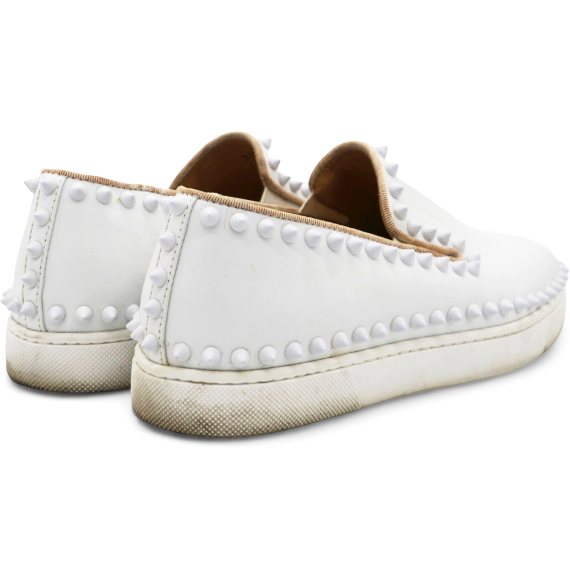 Calfskin Studded Womens Slip On Sneakers Size 36.5