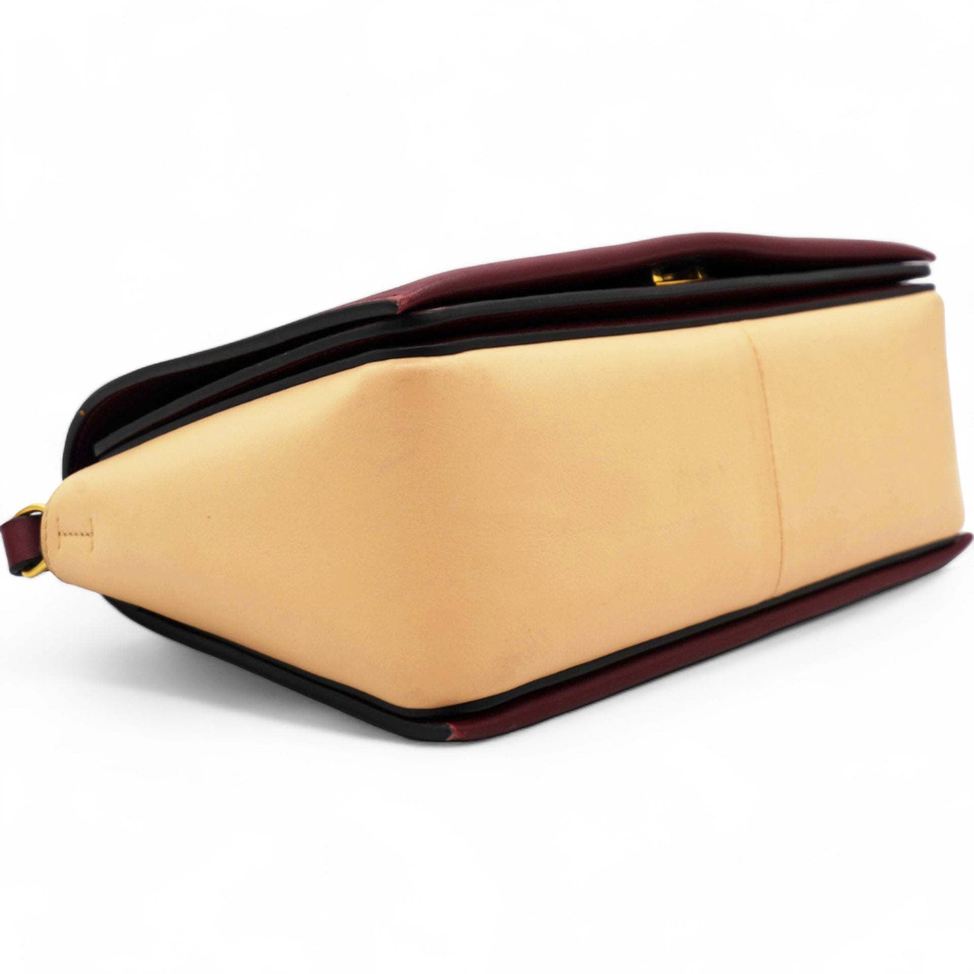 Shiny Smooth Calfskin Frame Shoulder Bag Ruby Nude