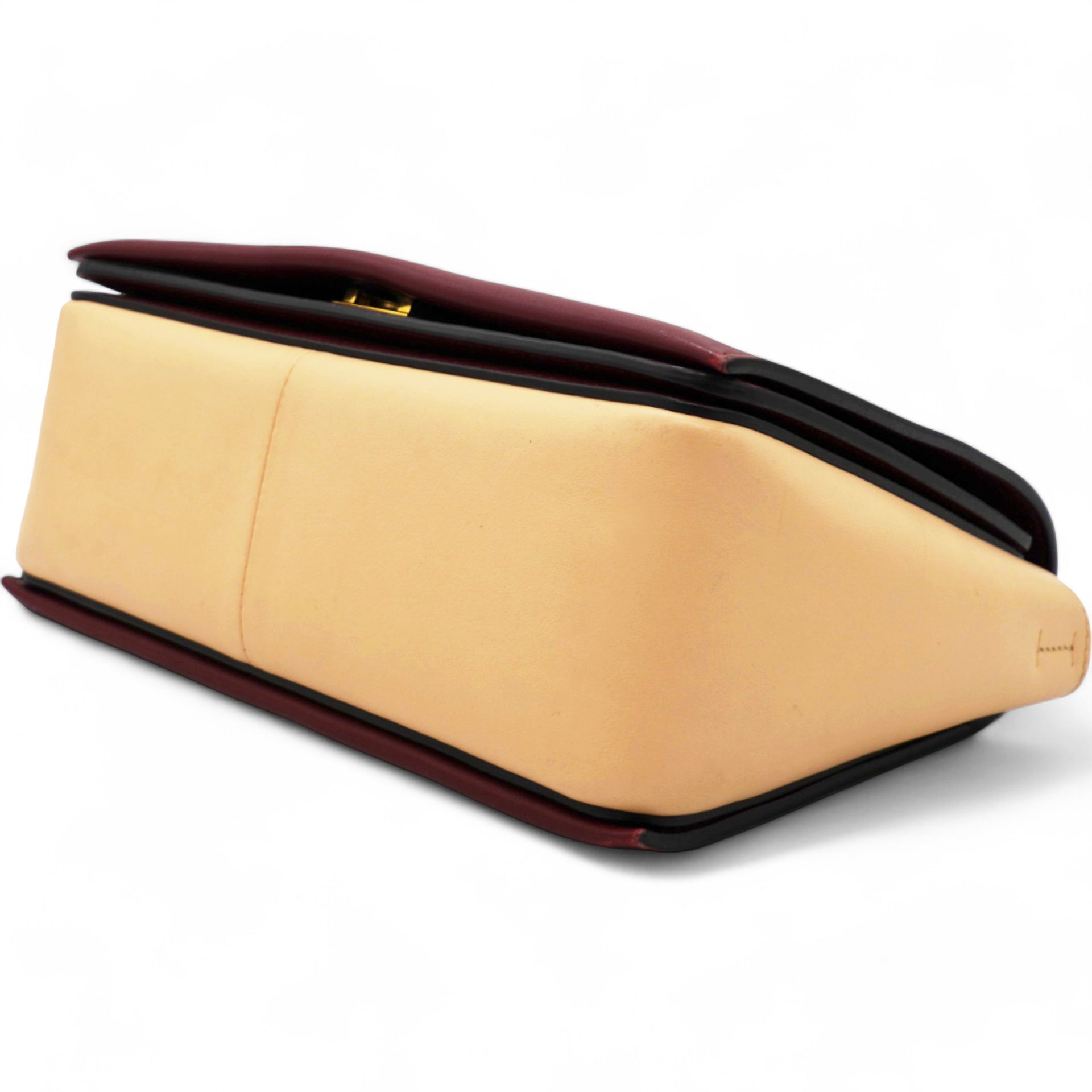 Shiny Smooth Calfskin Frame Shoulder Bag Ruby Nude