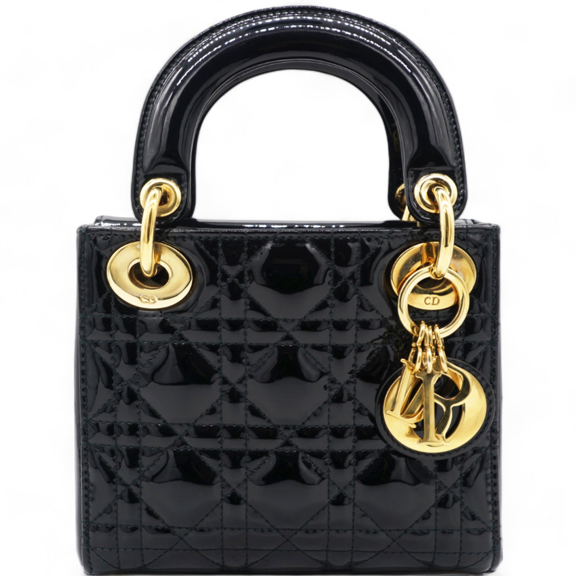 Patent Cannage Mini Lady Dior Black