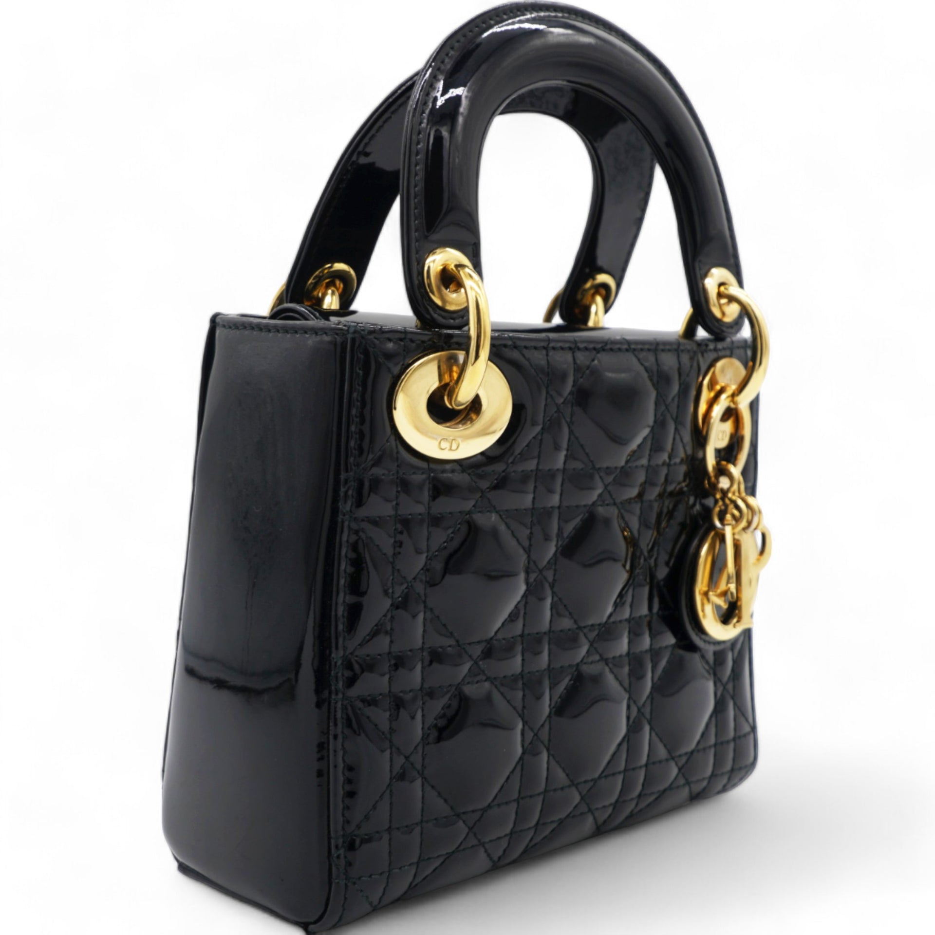 Patent Cannage Mini Lady Dior Black