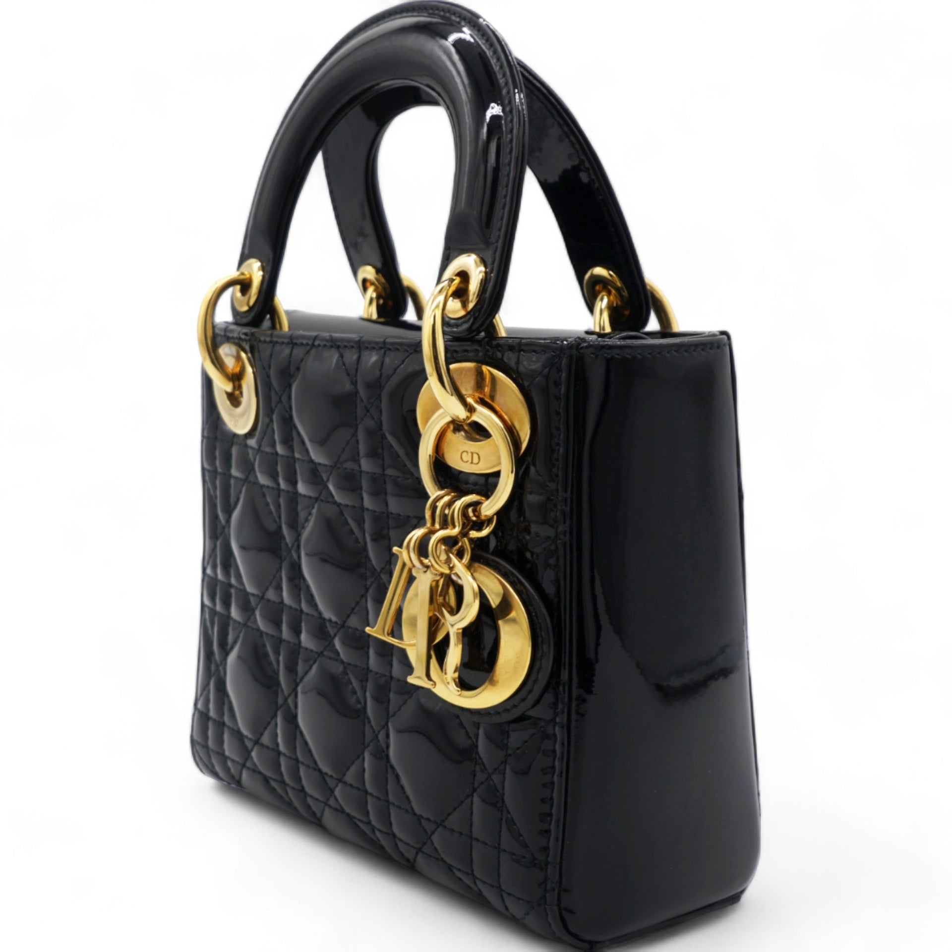 Patent Cannage Mini Lady Dior Black