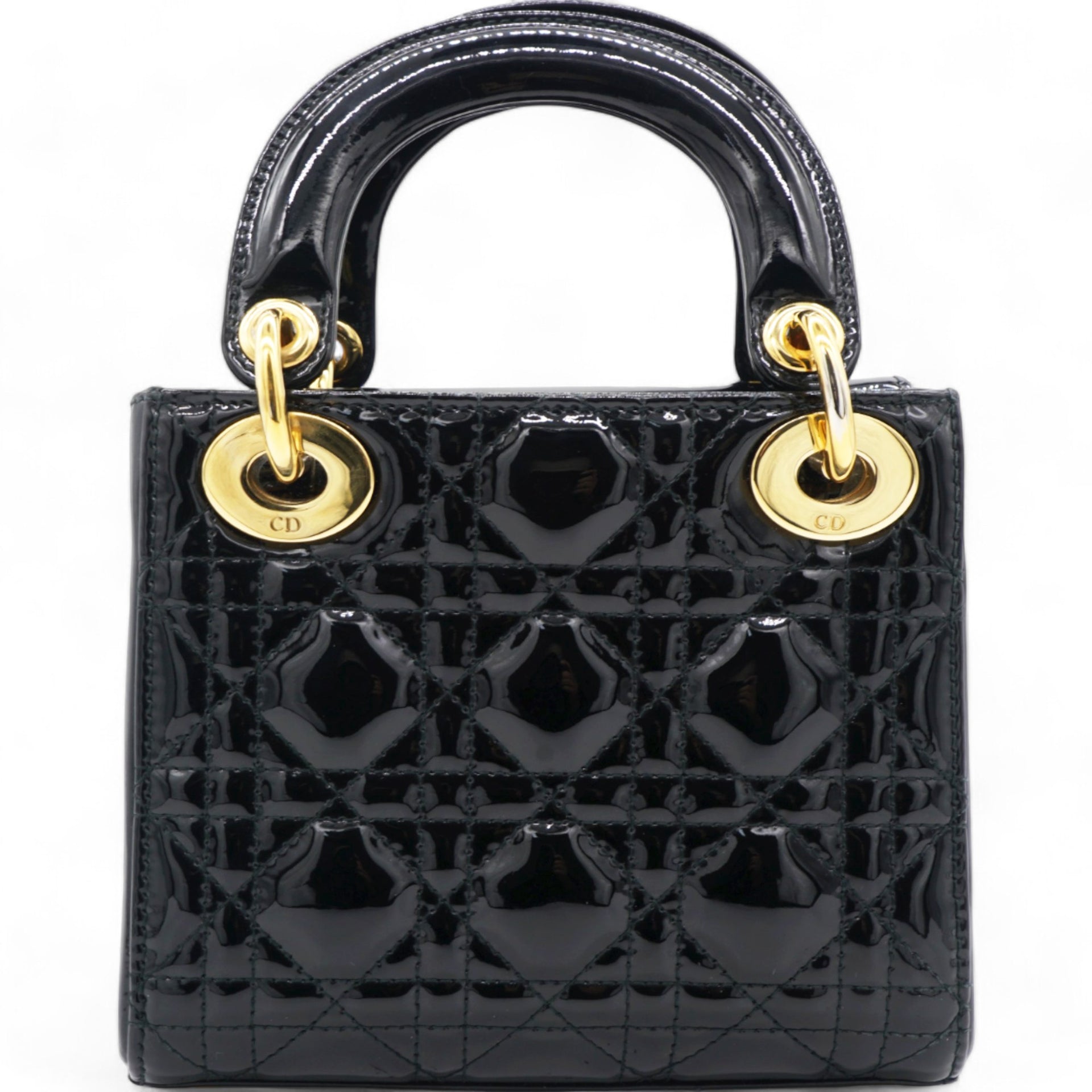 Patent Cannage Mini Lady Dior Black