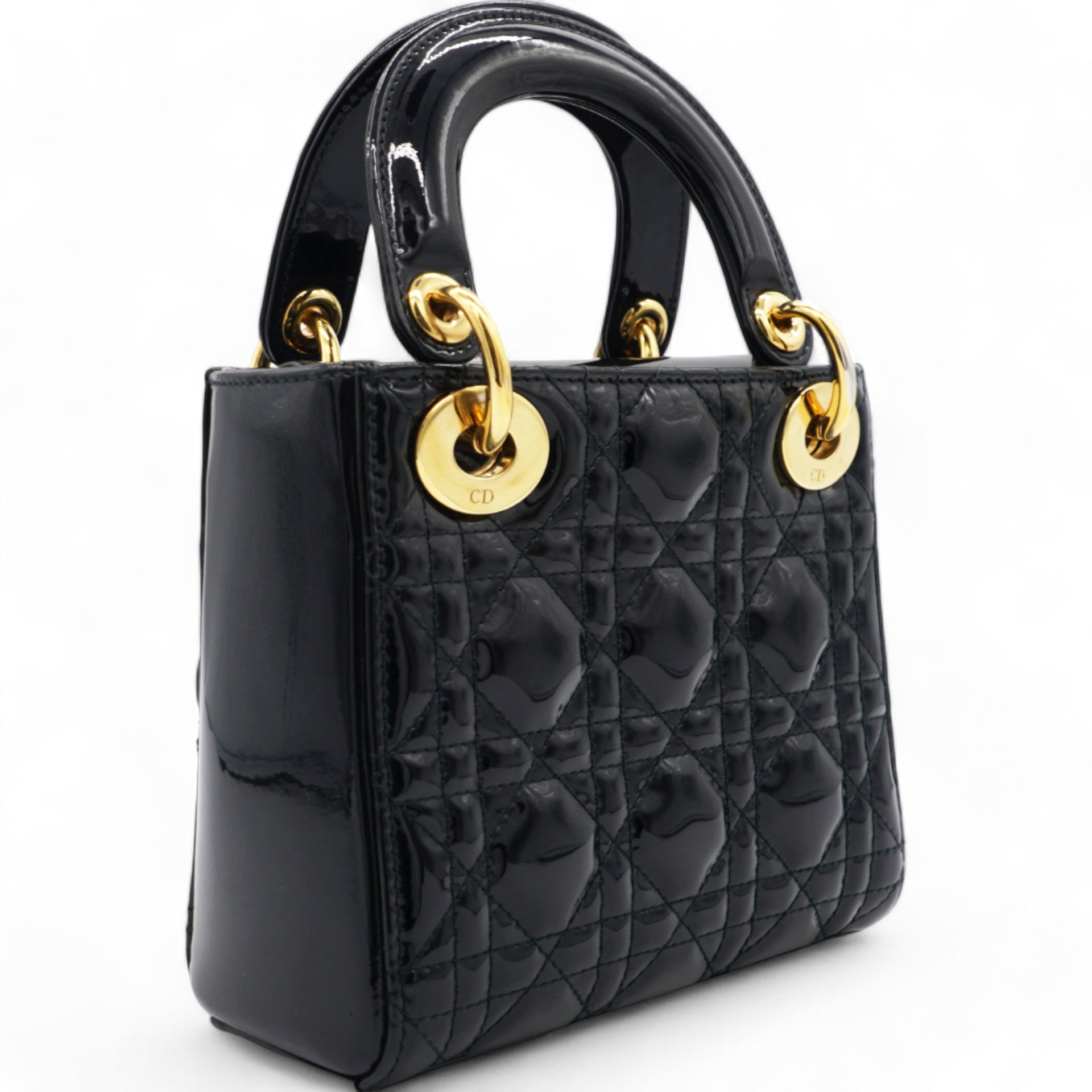 Patent Cannage Mini Lady Dior Black