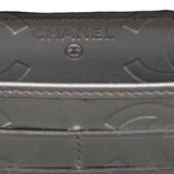 Calfskin Quilted Cambon Large Gusset Zip Around Wallet Black Silver