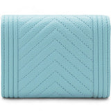 Caviar Chevron Quilted Boy Card Holder Wallet Light Blue