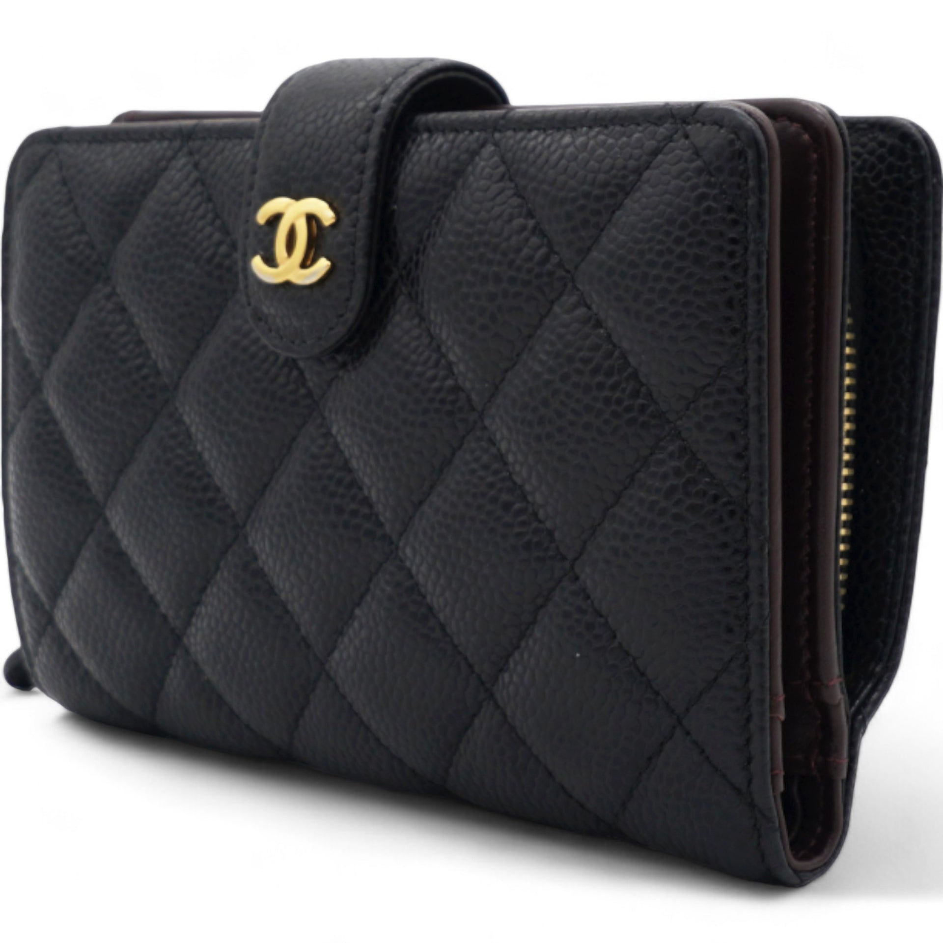 Caviar Quilted CC French Wallet Black