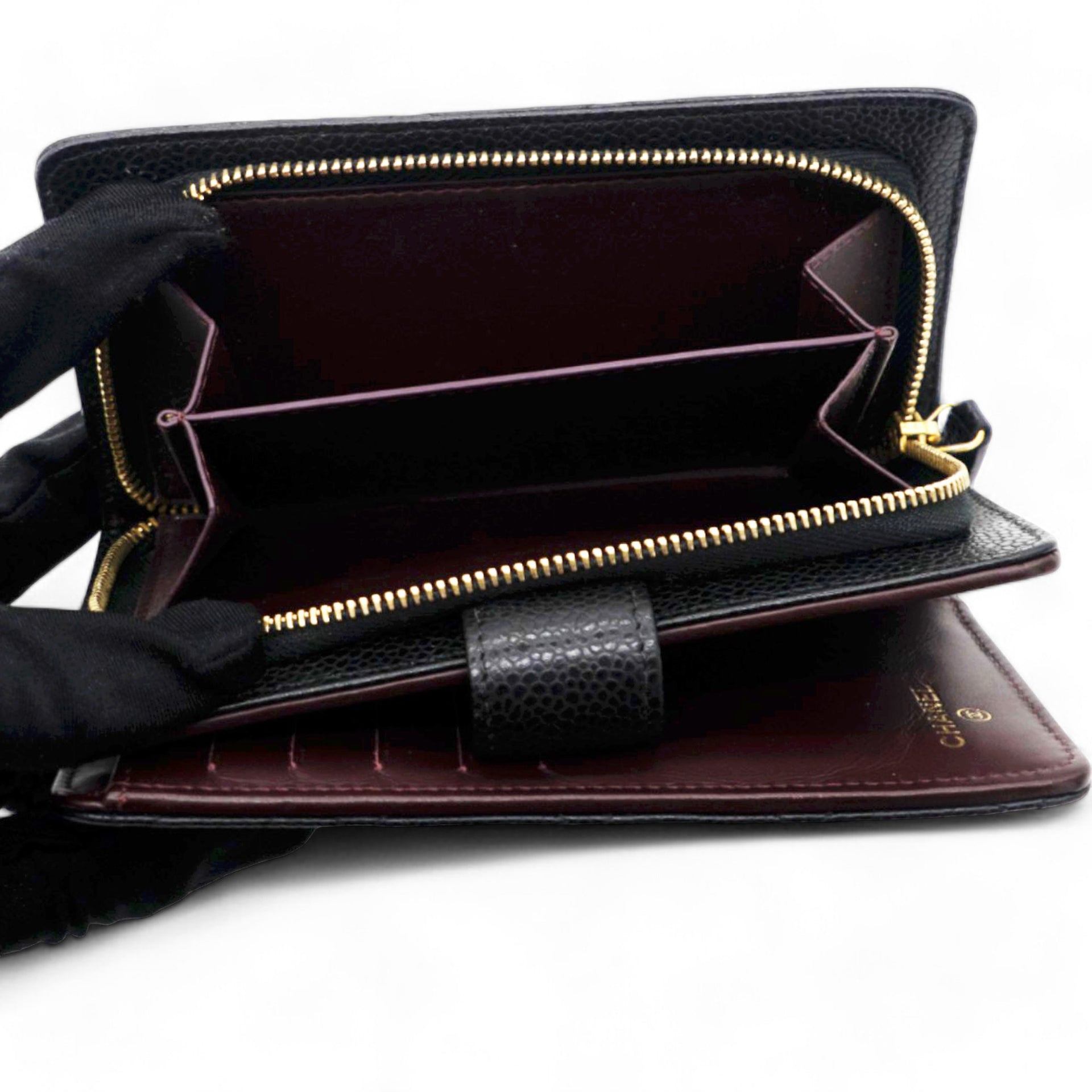 Caviar Quilted CC French Wallet Black