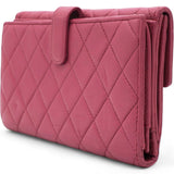 Long Wallet Pink Caviar Skin Matrasse Fuchsia Coco Mark Snap