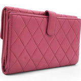 Long Wallet Pink Caviar Skin Matrasse Fuchsia Coco Mark Snap