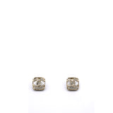 Gold And Crystal CC Square Logo Earrings