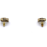 Gold And Crystal CC Square Logo Earrings