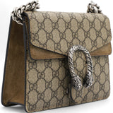 GG Supreme Monogram Suede Crystal Dionysus Shoulder Bag Beige Ebony Taupe Mini