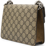 GG Supreme Monogram Suede Crystal Dionysus Shoulder Bag Beige Ebony Taupe Mini