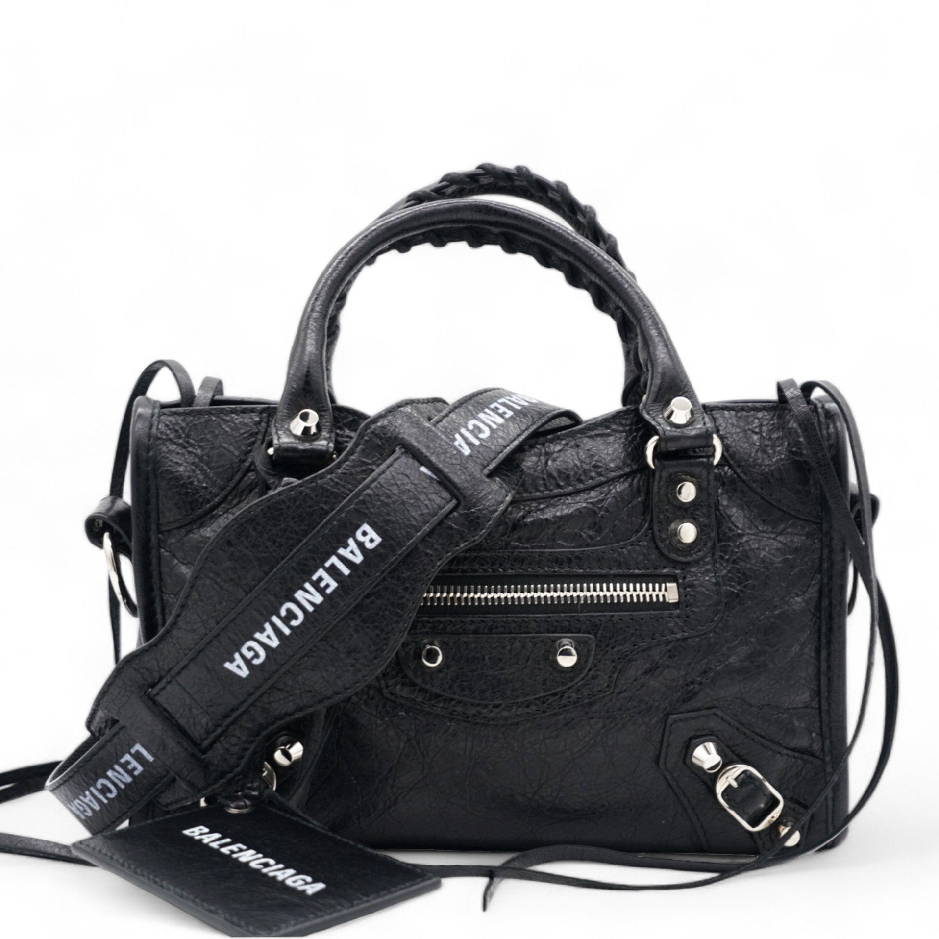 Balenciaga Agneau Classic Silver Hardware Mini City Black STYLISHTOP