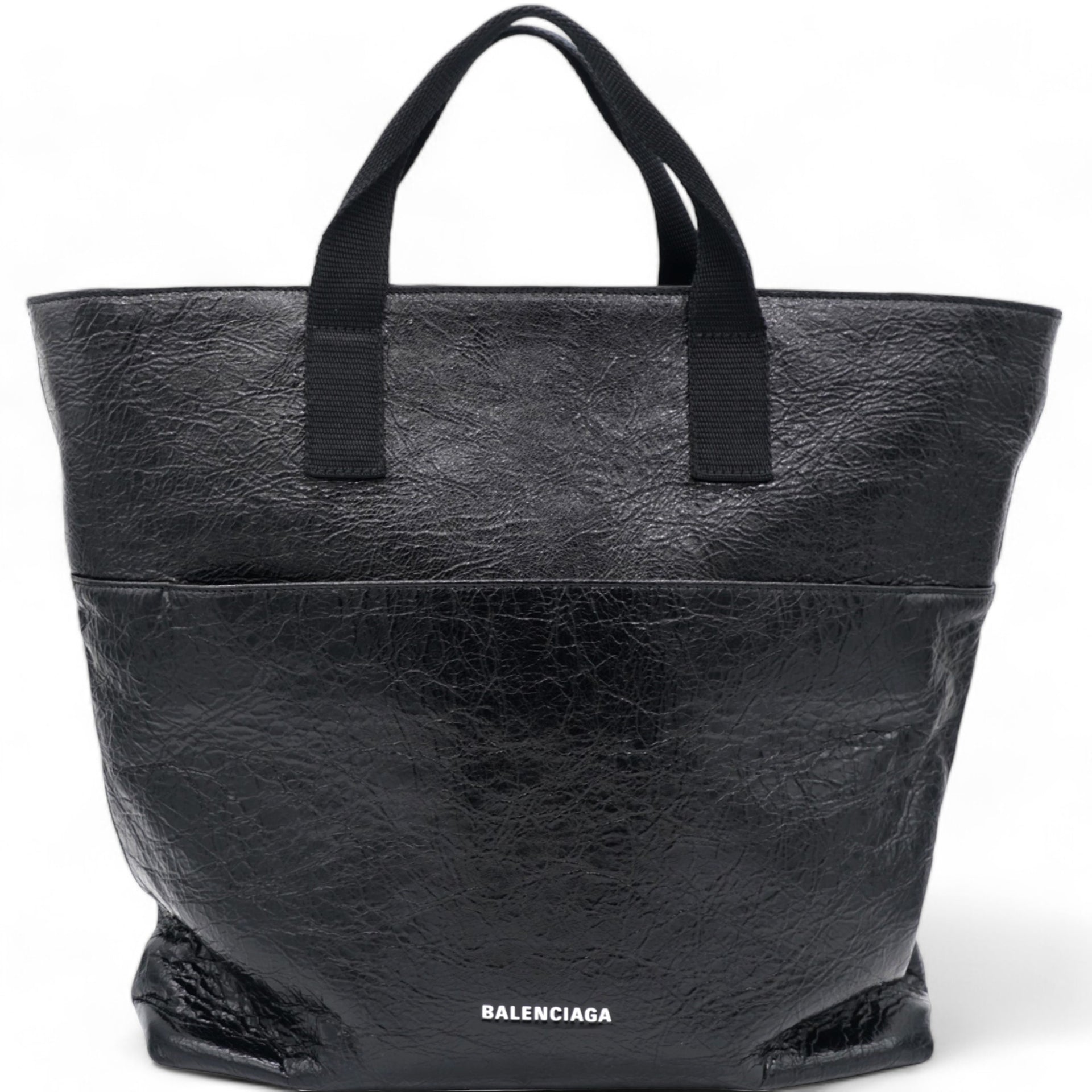 Balenciaga Agneau Arena Explorer Tote Bag with Strap Black STYLISHTOP