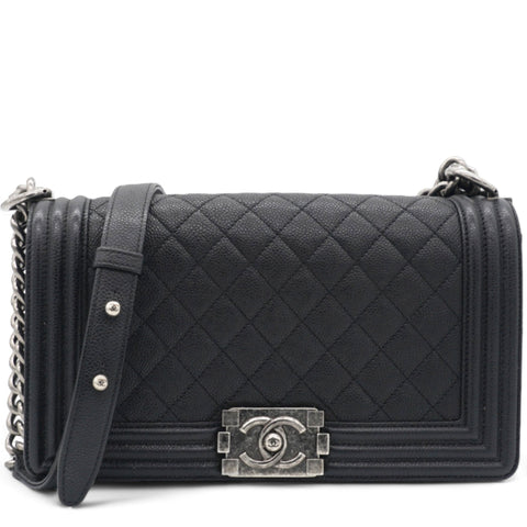 Caviar Quilted Medium Boy Flap Black