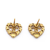 Pearl Crystal CC Heart Earrings Gold Multicolor