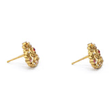 Pearl Crystal CC Heart Earrings Gold Multicolor