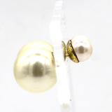 Tribal Pearl & Gold Metal Earrings Golden