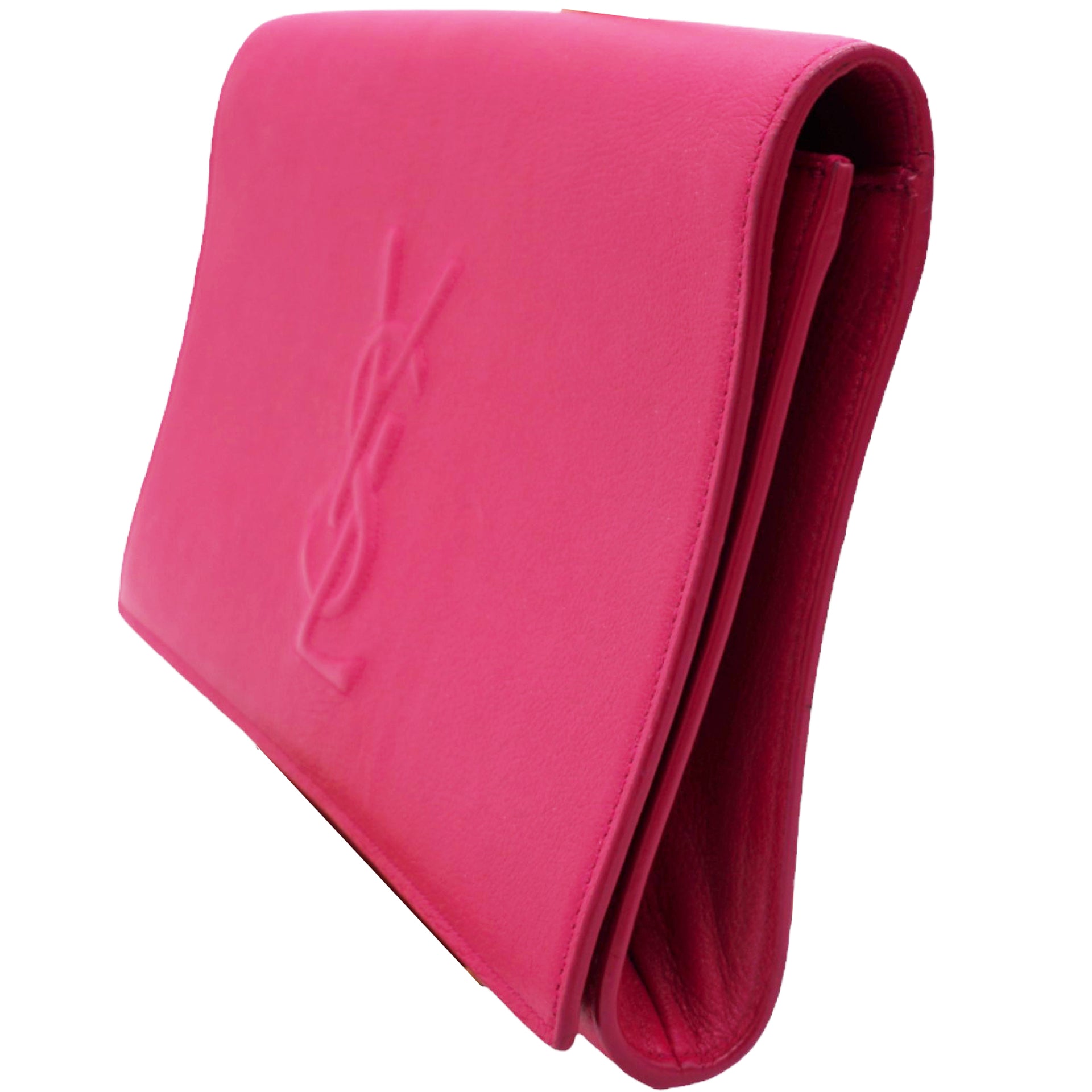 Calfskin Monogram Large Belle De Jour Clutch Lipstick Fuchsia