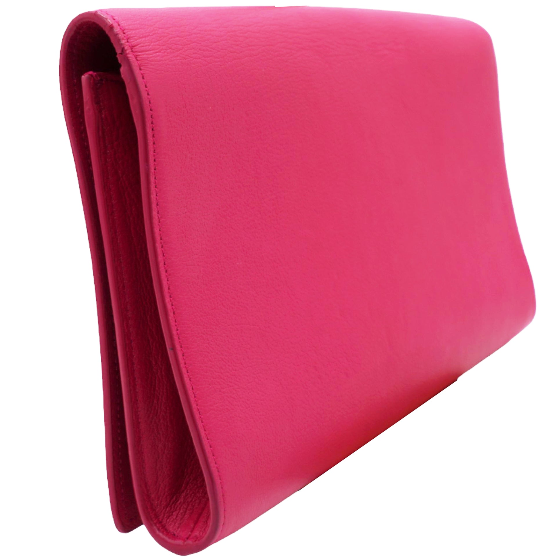 Calfskin Monogram Large Belle De Jour Clutch Lipstick Fuchsia