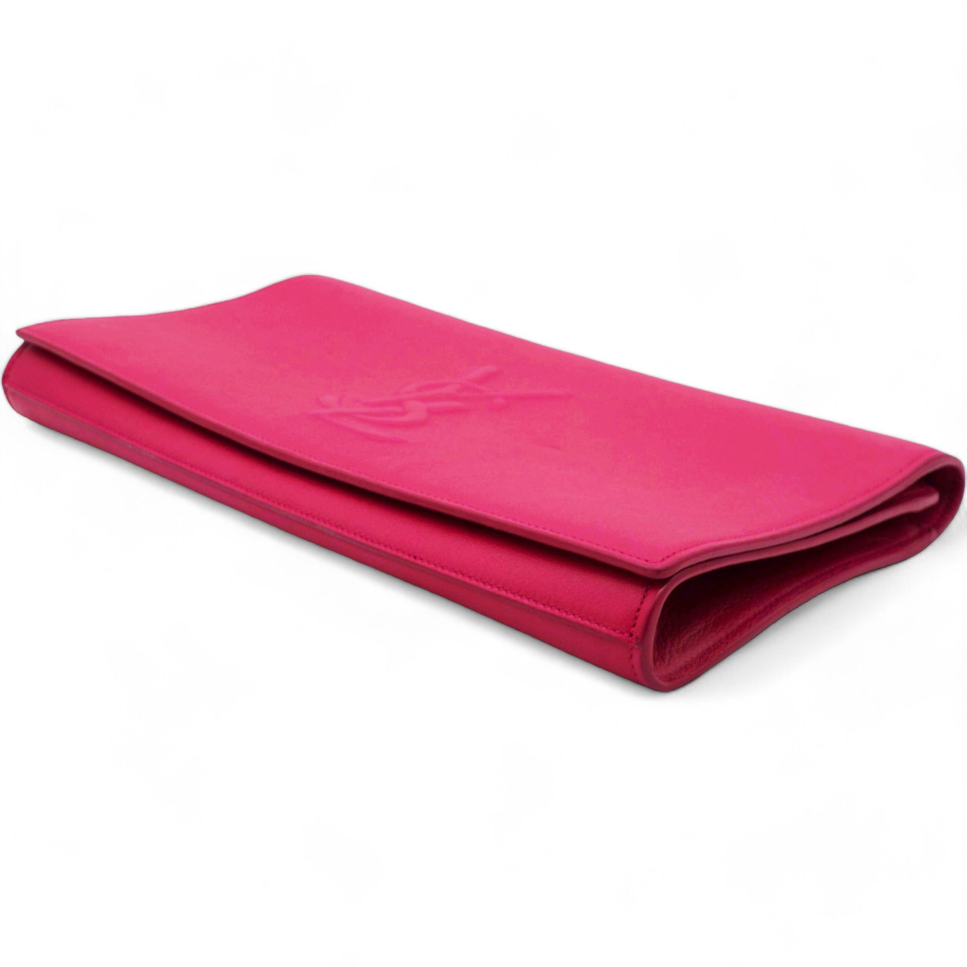 Calfskin Monogram Large Belle De Jour Clutch Lipstick Fuchsia