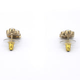 Gold 3 Round Crystal CC Small Piercing Earrings