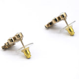 Gold 3 Round Crystal CC Small Piercing Earrings