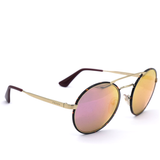 Dark Havana Brown/ Pink Mirrored Cinema Round Sunglasses