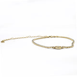 Crystal CC Chain Short Necklace Gold