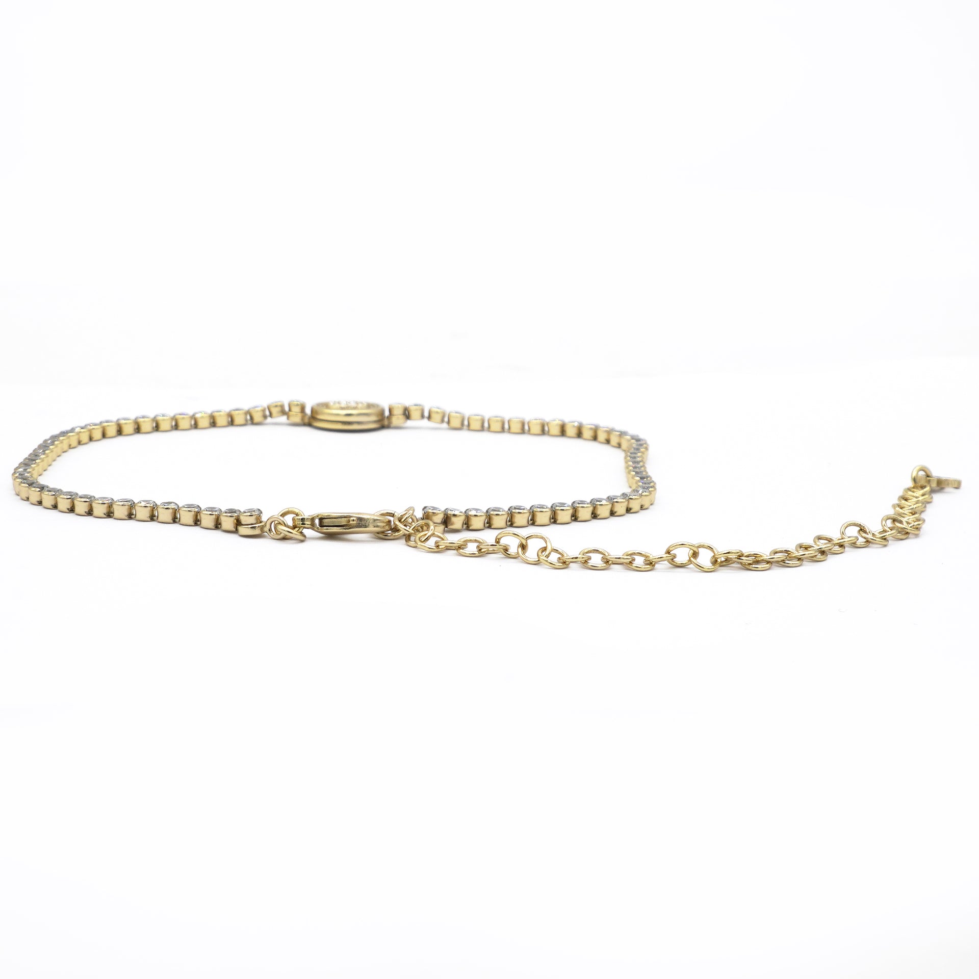 Crystal CC Chain Short Necklace Gold